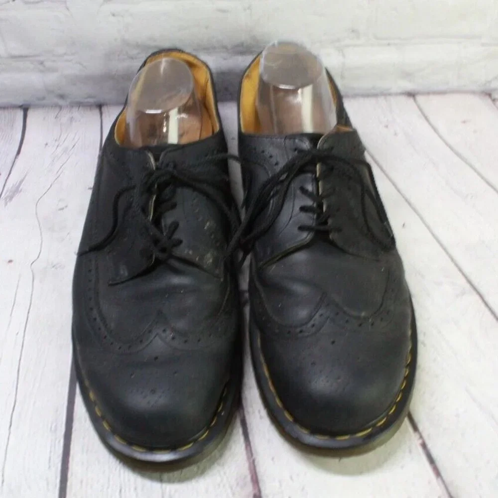 Dr Martens Brogue Black Leather Wingtips Lace up Oxford Shoes Size M 14 L 15 - Picture 5 of 9